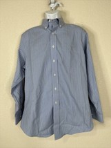 Jos A Bank Men Size 16 Blue Striped Button Up Dress Shirt Long Sleeve 33 - £5.30 GBP