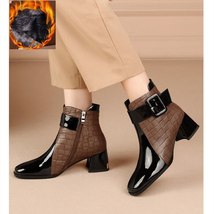 NEW Woman Ankle Boot Leather Plus velvet Boots Women&#39;s Shoes Winter Booties Keep - £43.97 GBP