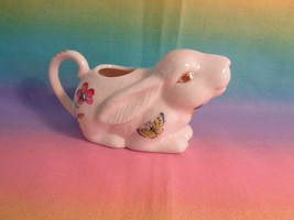 Grace&#39;s Tea-ware Porcelain Bunny Creamer Flowers &amp; Butterflies - Gold Trim - £12.61 GBP