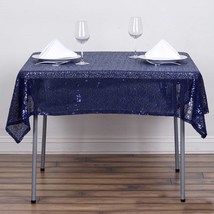 Navy Blue - 54&quot; Tablecloths Luxury Collection Duchess Sequin Square Wedding - £32.99 GBP