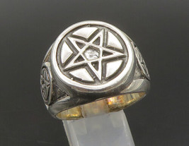 925 Sterling Silver - Vintage Masonic Pentagram Star Band Ring Sz 12.5 - RG23186 - £82.52 GBP