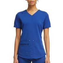 Scrubstar Women&#39;s Ultimate Stretch Twill Criss Cross V-Neck Scrub Top Bl... - £14.54 GBP