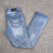 BKE Jeans Men 32R Blue Denim Jake Bleached Thick Stitch Stretch Whiskere... - £27.37 GBP