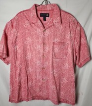Nat Nast Men XL Palm Tree Tropical Silk Short Sleeve Button Down Shirt - £45.94 GBP