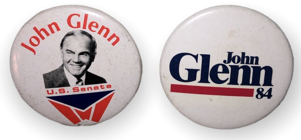 John Glenn U. S. Senate Set Of 2 Political Pin Pinback Buttons - $6.80