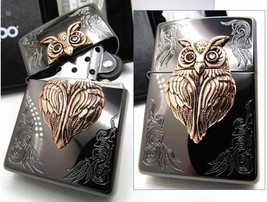 Lucky Charm Owl Oxidized Copper Metal Garnet Black Nickel ZIPPO 2021 MIB Rare - £112.98 GBP