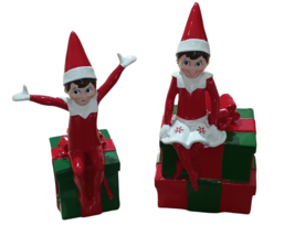 The Elf on the Shelf home decorations blue eye boy &amp; girl figurines presents 2pc - £42.38 GBP