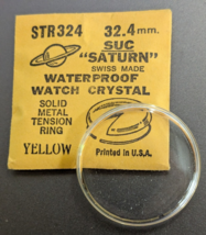 NEW SUC SATURN YELLOW TENSION RING ROUND ACRYLIC WATCH CRYSTAL WATERPROO... - $12.86