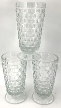 3- Whitehall Colony Cubist Cube Clear Footed Iced Tea Glasses Indiana Se... - $14.84