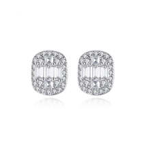 Crystal &amp; Cubic Zirconia Silver-Plated Oval Stud Earrings - £11.16 GBP