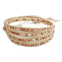 Chic Fashion Beige Crystal Snake Cord Five Wrap Bracelet - £23.88 GBP