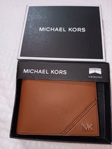 MICHAEL KORS JET SET GENUINE TAN LUGGAGE LEATHER SLIM BILLFOLD WALLET $9... - €34,38 EUR