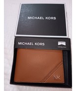 MICHAEL KORS JET SET GENUINE TAN LUGGAGE LEATHER SLIM BILLFOLD WALLET $9... - €34,38 EUR