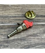 Vintage Olympic Red Torch Fire Gold Tone Enamel Lapel Pin KG JD - $183.42 MXN