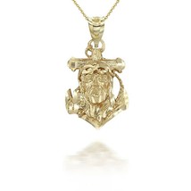 10k Solid Gold Jesus Face Anchor Pendant - Yellow, Rose, or White - £361.37 GBP