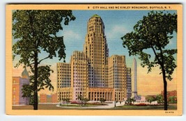 City Hall Building Mckinley Monument Buffalo New York Postcard Curt Teich Unused - £7.81 GBP