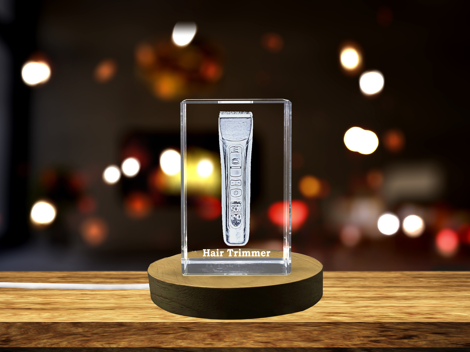 LED Base included | Premium 3D Engraved Crystal Design Hair Trimmer for Men