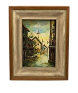 Vintage Original Oil Painting Venice Italy Canal Signed Framed 8x10 Art ... - €125,48 EUR