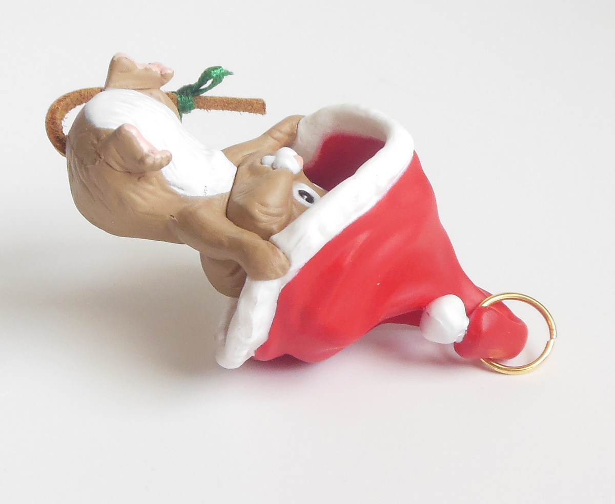 Image 3 of Hallmark Christmas Ornament Hang In There Mouse Santa Hat 1989 Vintage QX4305