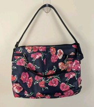 Liz Claiborne Navy Blue And Pink Floral Purse Flowers 14x12&quot; (L) - £9.72 GBP