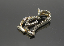 925 Sterling Silver - Genuine Black &amp; White Diamonds Penguin Pendant - PT7735 - £35.18 GBP