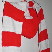 Scarf / Hoodie - Fouts - Gilkes - 1980&#39;s - Red &amp; White Wool - New York Designers - £66.10 GBP