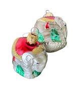 Vintage Blown Glass Elephant Ornaments Pair of 2 Silver Red Made in Germ... - $451.09 MXN