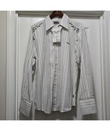 VTG Fender Rock & Roll Religion Mens  Long-Sleeved Shirt White Black STRIPED NWT - $88.56