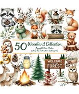Woodland Watercolor Clipart Bundle | 50 Forest Animal &amp; Nature PNGs - $5.07 CAD