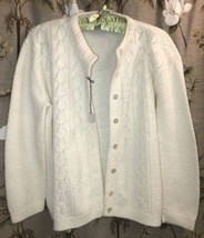 Vtg Nan Dorsey Women Large? 40&quot; Bust Cardigan Sweater Knit Orlon Acrylic Cream  - £19.50 GBP