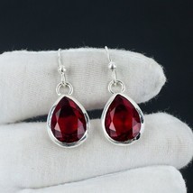 Boucles d&#39;oreilles ethniques goutte/angle grenat rouge en argent sterling 925... - £18.87 GBP