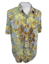 Margaritaville Men Hawaiian shirt p2p 22&quot;  M-L Jimmy Buffet Six String Music vtg - £23.64 GBP