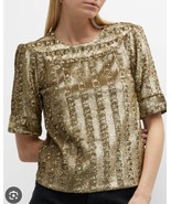 Zadig &amp; Voltaire Toysse Sequined Top Gold Bronze Blouse $498, Sz M, NWT! - $197.99