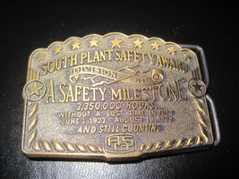 Vintage South Plant Safety Award Belt Buckle &quot;3,350,0000 Hrs Without Los... - £15.79 GBP