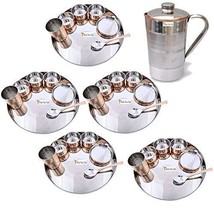 Prisha India Craft  Set of 5 Dinnerware Traditional Stainless Steel Copp... - £271.52 GBP