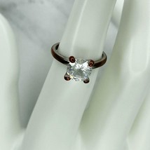Silver Tone Clear Rhinestone Solitaire Ring Size 5.25 - £5.53 GBP