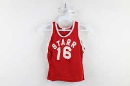 Vintage 60s 70s Boys Size 26 28 Knit Basketball Jersey Starr Red #16 USA - $39.55