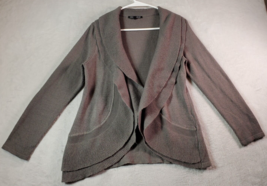 Cable &amp; Gauge Cardigan Sweater Womens Medium Gray Acrylic Long Sleeve Open Front - £11.82 GBP