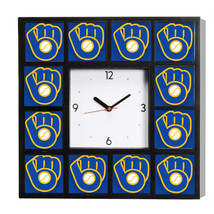 Milwaukee Brewers Retro Glove Logo Team Big Clock with 12 images - £25.65 GBP