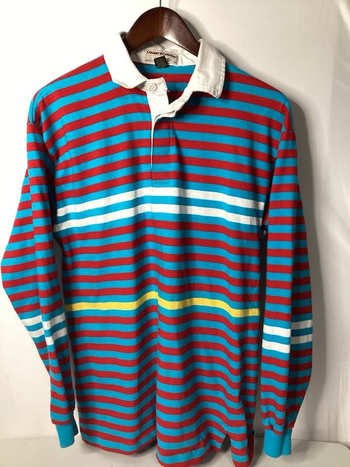 Country Cottons By Cross Creek Men’s Striped Shirt Size Large Made in Th... - £15.03 GBP