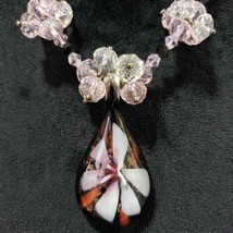 Womens Fashion Multicolor Glass Stone Floral Pendant Glass Beads Collar Necklace - £20.77 GBP