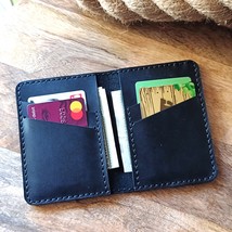 Personalized Slim Leather Wallet for Men Minimalist Billfold Thin Mens Wallet - £35.18 GBP