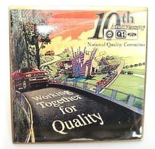 Ford National Quality Committee 10th Anniversary Pin Button 1.5&quot; Square UAW - $6.57