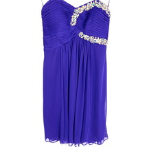 Blondie Nites Purple Chiffon Pleated Jeweled Strapless Cocktail Dress Si... - $44.55