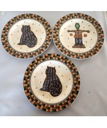 Sakura Debbie Mumm 3 Halloween Plates Dessert / Salad Stoneware 2001 Mea... - $32.06 CAD