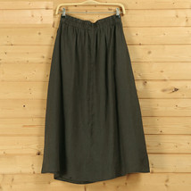 Khaki Cotton Linen Wrap Skirts Women One Size A Line Long Casual Skirt image 5