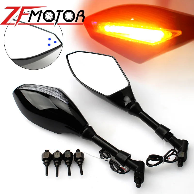 2 X LED Turn Lights Side Mirrors Turn Signal Indicator 10mm Motorcycle Rearview - £42.06 GBP+