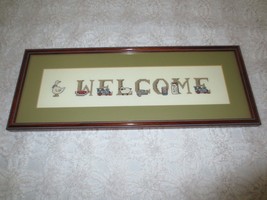 Wood Framed/Glass Covered WELCOME Counted CROSS STITCH Wall Hanging - 19... - £19.65 GBP