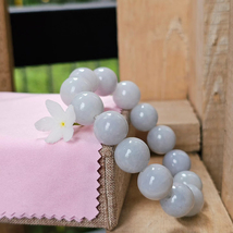 High Quality Burmese Jade Bracelet White Cream Round Beads Smooth A Size 13 mm - £91.92 GBP