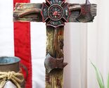 Rustic Western Fire Department Maltese Cross Fireman Axes Desktop Plaque... - $32.99